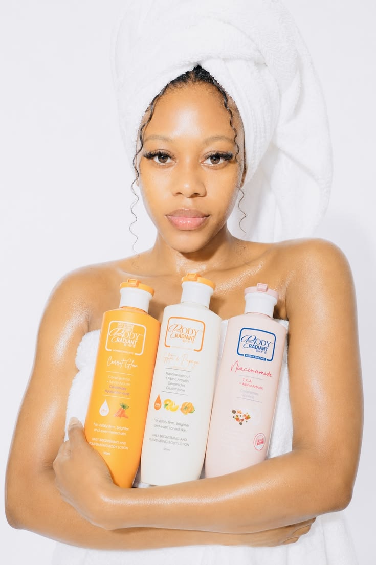 body radiant skincare routine, korean body care for glowing, even toned skin