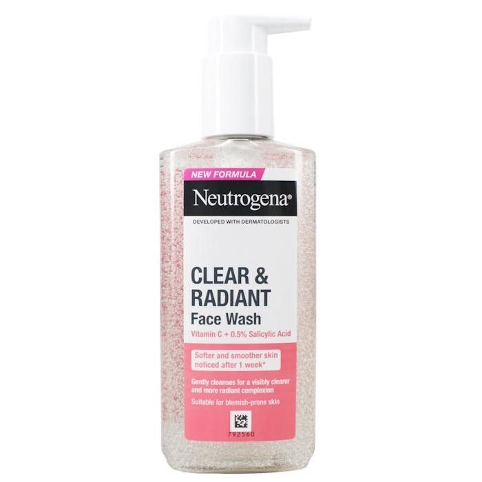 neutrogena clear & radiant face wash 200ml with vitamin c & pink grapefruit